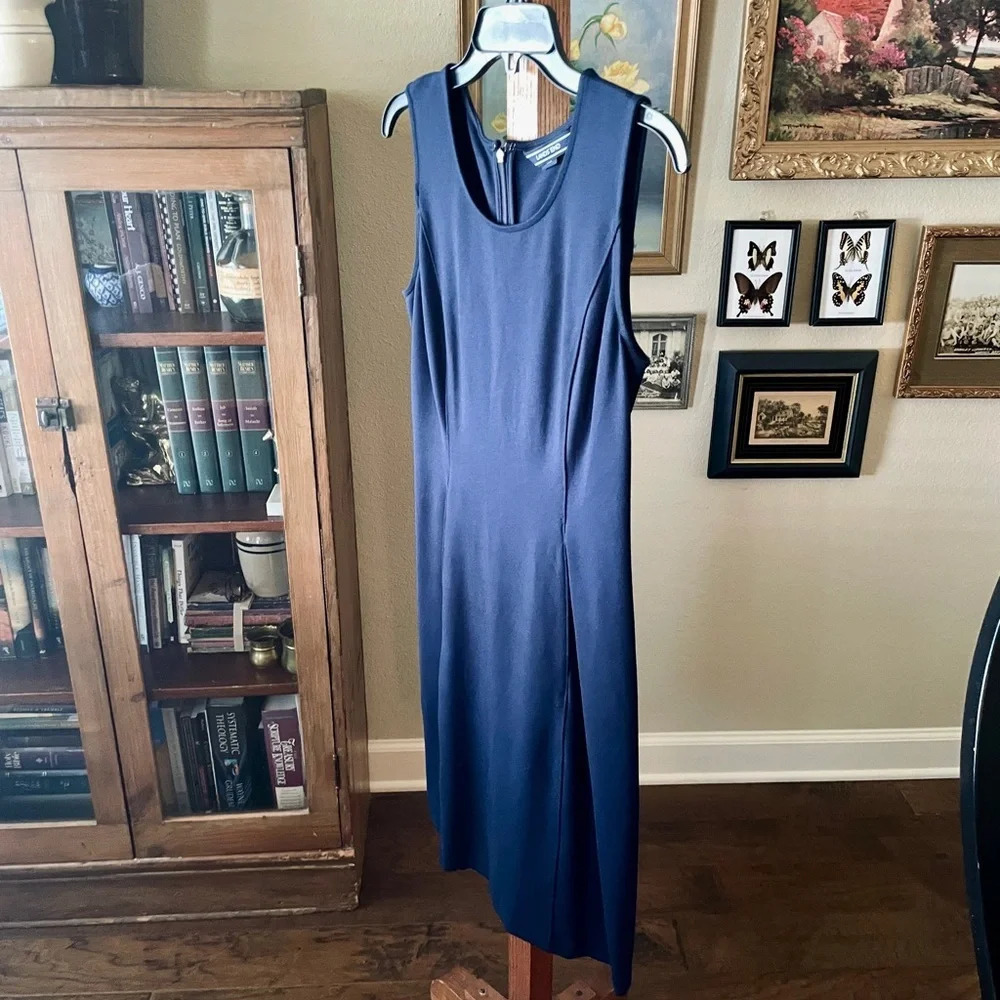 Lands End women’s knee length sleeveless ponte sheath dress SZ 4 navy blue - Picture 2 of 8